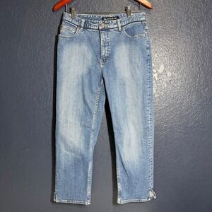 Nautica Jeans Women's Light Wash Cropped Straight Leg Denim Jeans Size 8